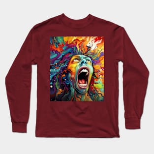 Psychedelic Colorful Man digital art Long Sleeve T-Shirt